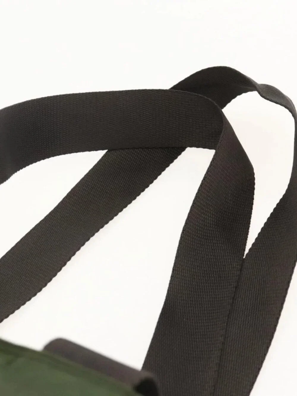 PRADA Tote Bag Nylon Khaki Silver Auth YKZ1160
